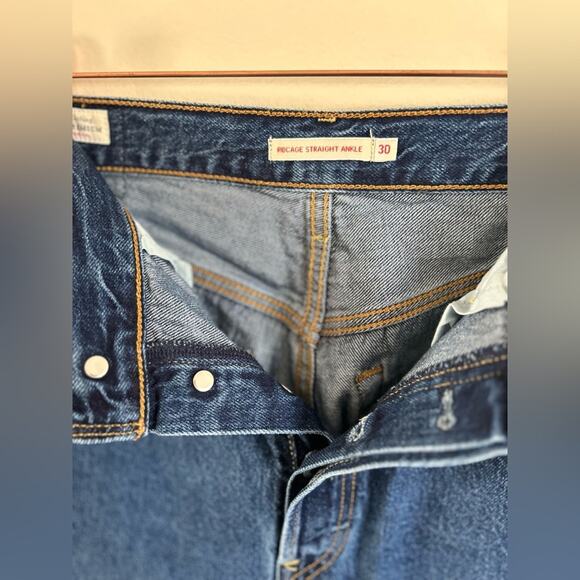 Levis Premium Ribcage Straight Ankle Women's Size 30 Jean Dark Wash Button Fly - Picture 2 of 10